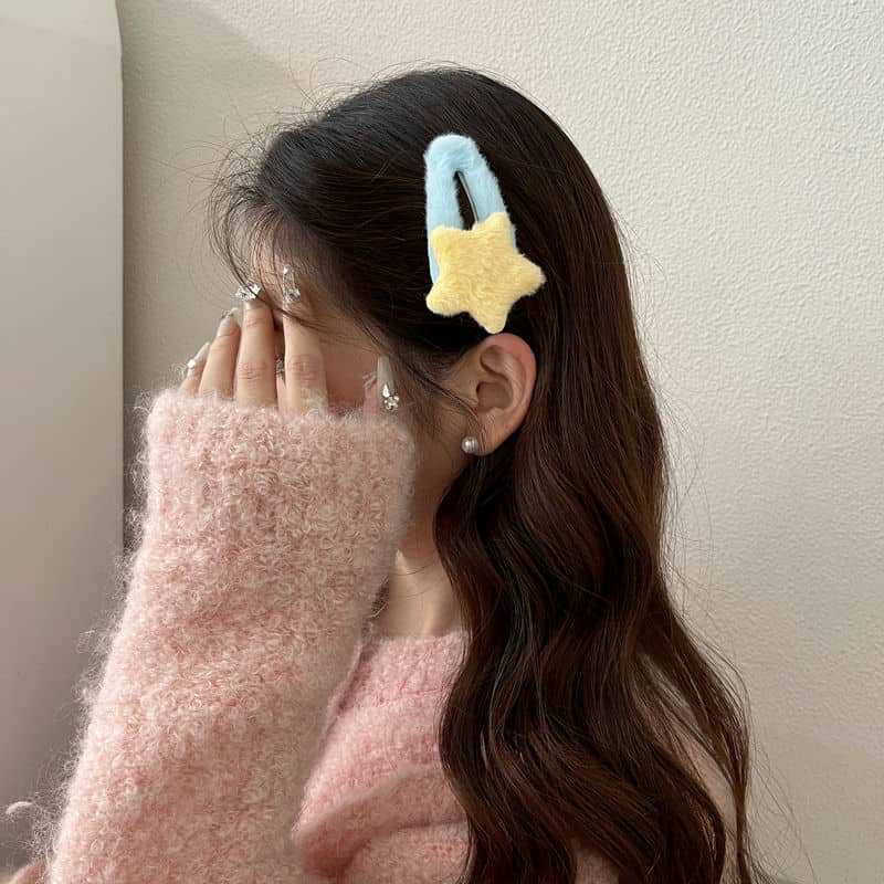 Japanese Cute Plush Star Hairpin Student Dopamine Bangs Hairpin Side Broken Hair Bb Chuck - Image 3